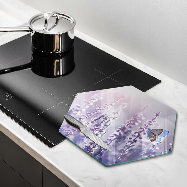 Tábua de cortar alimentos Flores silvestres e uma borboleta