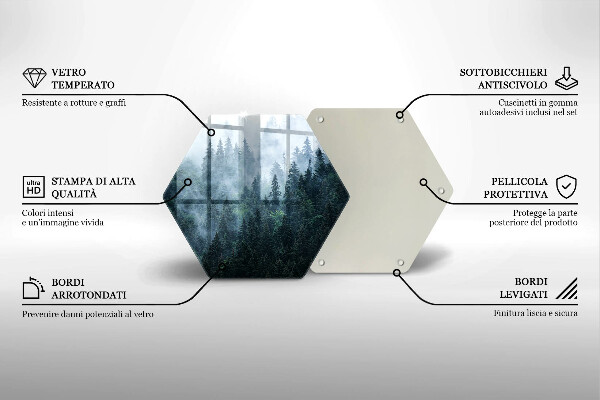 Tábua de cortar alimentos Árvores da floresta e neblina