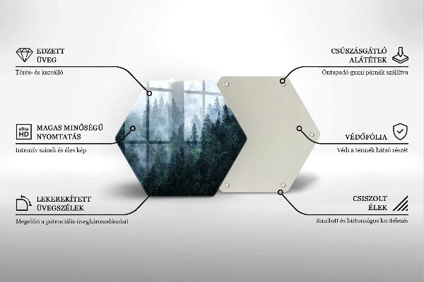 Tábua de cortar alimentos Árvores da floresta e neblina