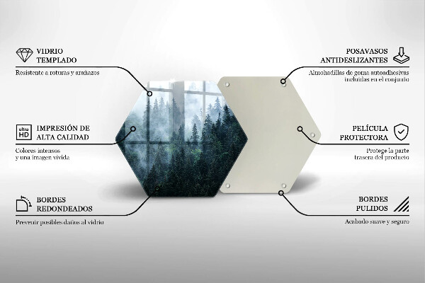 Tábua de cortar alimentos Árvores da floresta e neblina