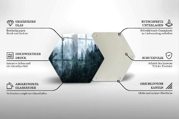 Tábua de cortar alimentos Árvores da floresta e neblina