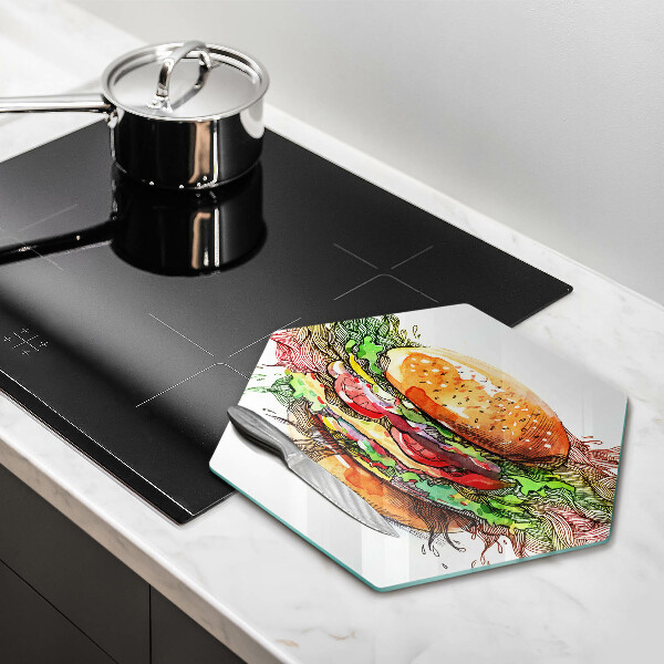 Tábua corte desenho de hambúrguer