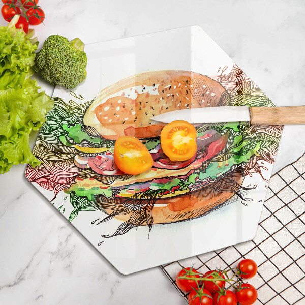 Tábua corte desenho de hambúrguer