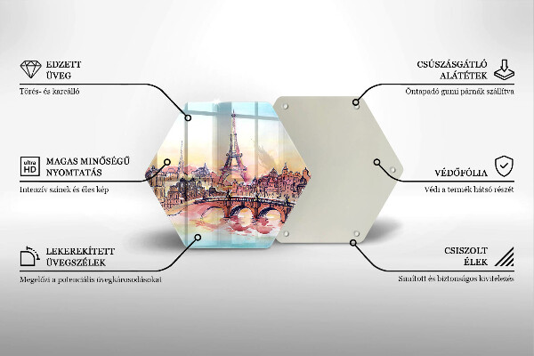 Tábua de vidro Paisagem parisiense Torre Eiffel