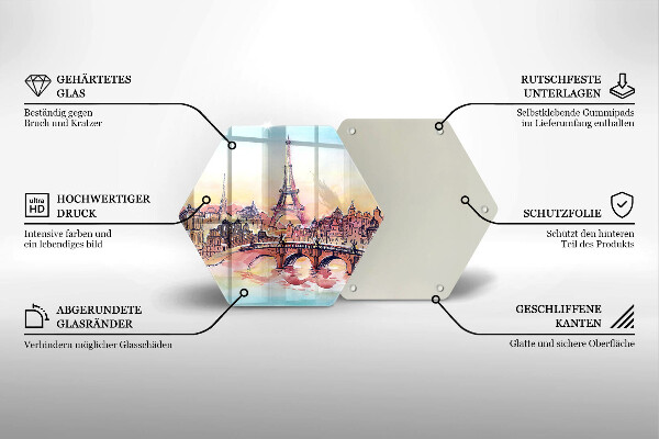 Tábua de vidro Paisagem parisiense Torre Eiffel