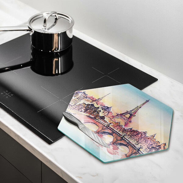 Tábua de vidro Paisagem parisiense Torre Eiffel