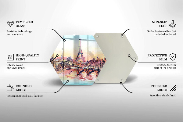Tábua de vidro Paisagem parisiense Torre Eiffel