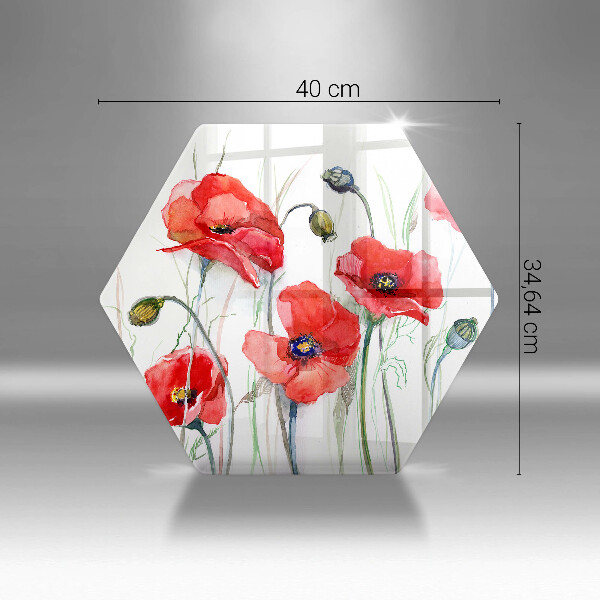 Tábua de cortar alimentos flores de papoulas vermelhas