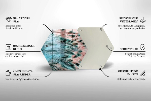 Tábua para cozinha penas de pássaros boho