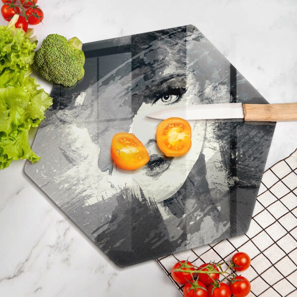 Tábua de cortar de vidro Pintura de uma mulher