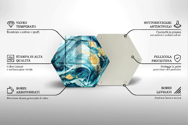 Tábua de cortar Azul abstrato dourado