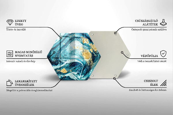 Tábua de cortar Azul abstrato dourado