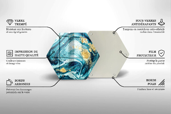 Tábua de cortar Azul abstrato dourado