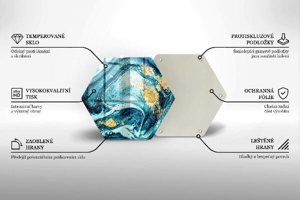 Tábua de cortar Azul abstrato dourado