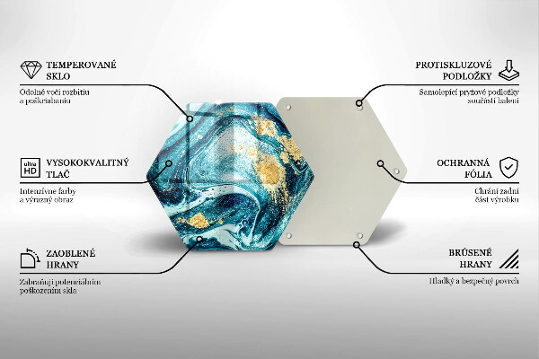 Tábua de cortar Azul abstrato dourado