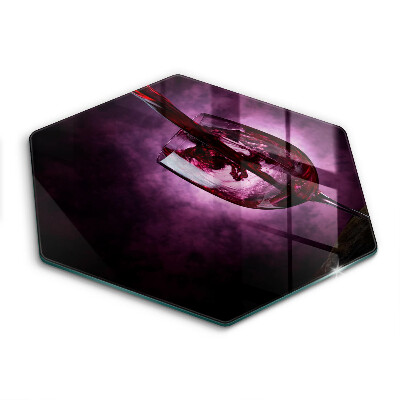 Tábua de corte de vidro Um copo de vinho