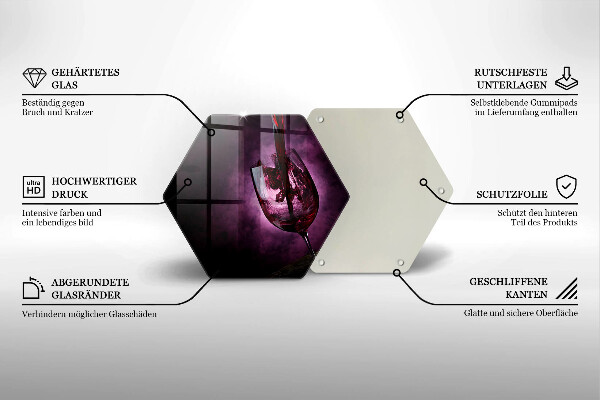 Tábua de corte de vidro Um copo de vinho