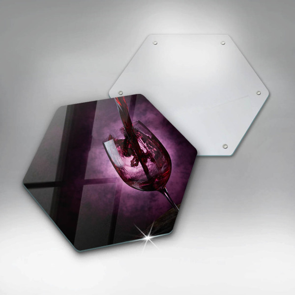 Tábua de corte de vidro Um copo de vinho