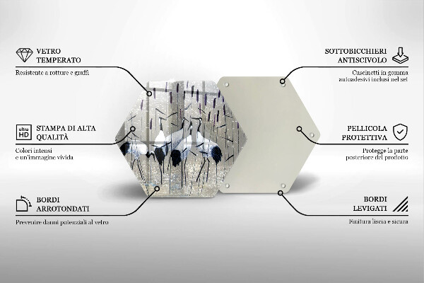 Tábua de cortar de vidro guindastes japoneses