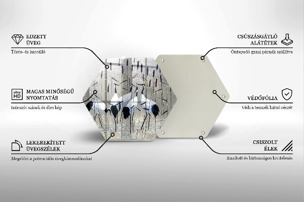 Tábua de cortar de vidro guindastes japoneses