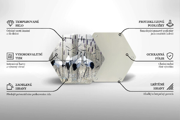 Tábua de cortar de vidro guindastes japoneses