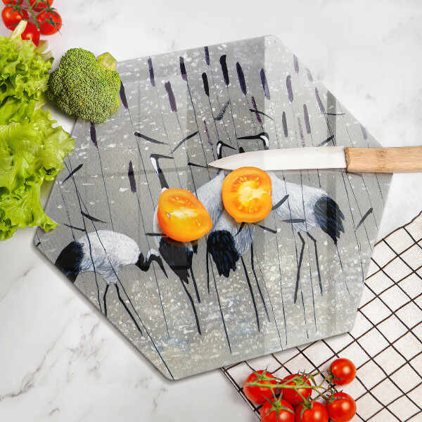 Tábua de cortar de vidro guindastes japoneses