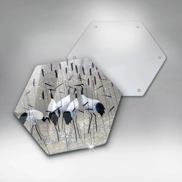 Tábua de cortar de vidro guindastes japoneses