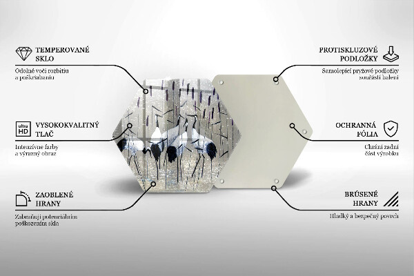 Tábua de cortar de vidro guindastes japoneses