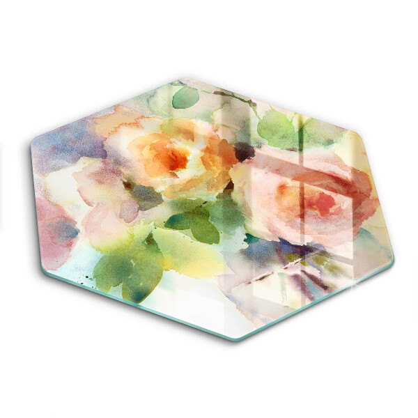 Tábua de cortar de vidro Flores pintadas