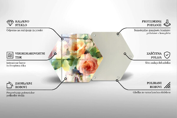 Tábua de cortar de vidro Flores pintadas