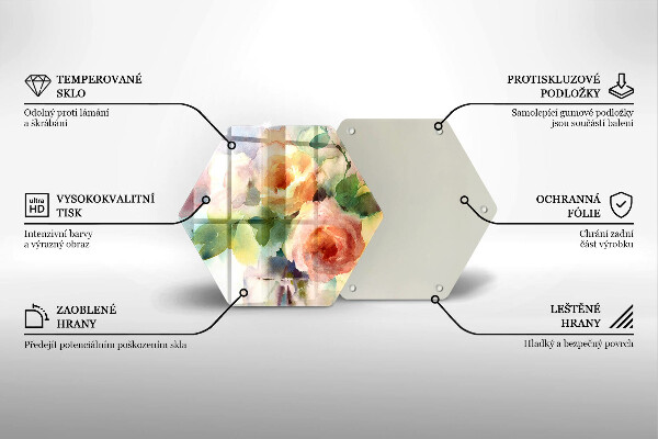 Tábua de cortar de vidro Flores pintadas