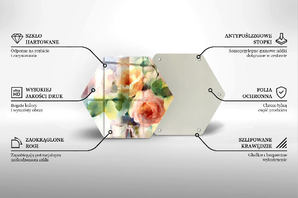 Tábua de cortar de vidro Flores pintadas