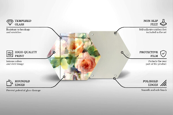 Tábua de cortar de vidro Flores pintadas