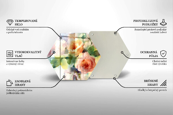 Tábua de cortar de vidro Flores pintadas