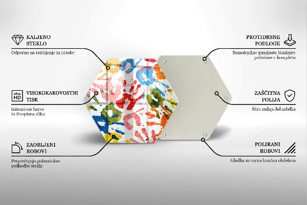 Tábua de corte de vidro Vestígios de mãos de crianças