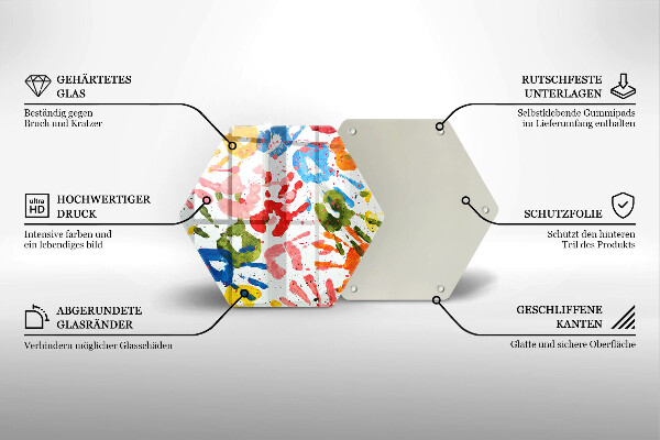 Tábua de corte de vidro Vestígios de mãos de crianças