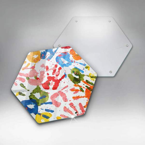 Tábua de corte de vidro Vestígios de mãos de crianças