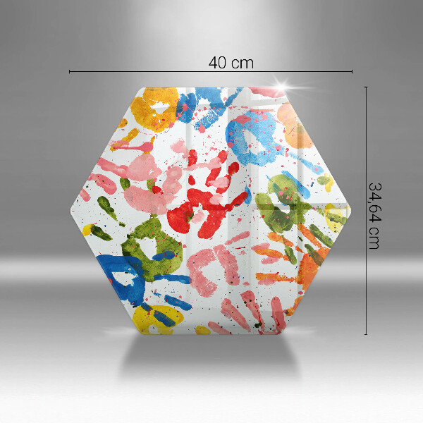 Tábua de corte de vidro Vestígios de mãos de crianças