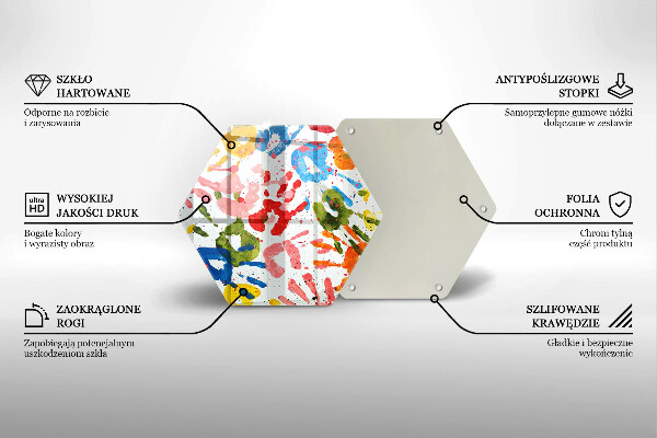 Tábua de corte de vidro Vestígios de mãos de crianças