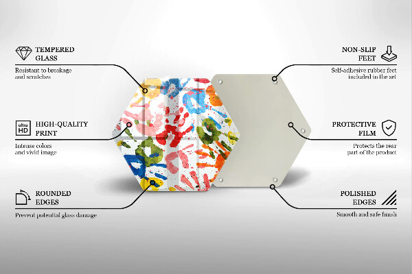 Tábua de corte de vidro Vestígios de mãos de crianças
