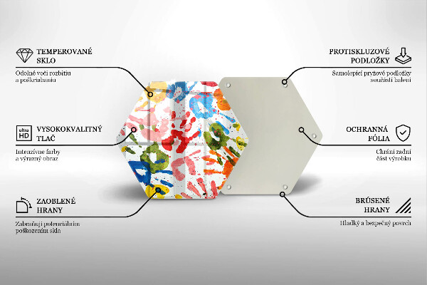 Tábua de corte de vidro Vestígios de mãos de crianças