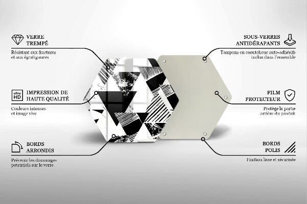 Tábua de vidro Triângulos geométricos