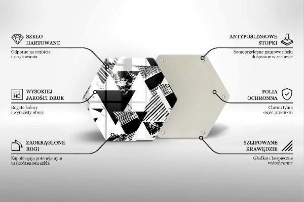 Tábua de vidro Triângulos geométricos