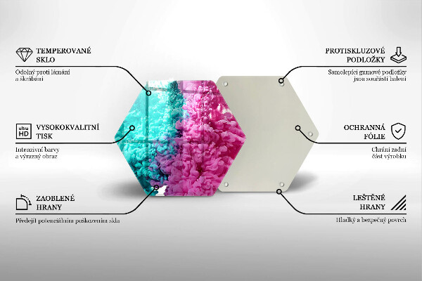 Tábua de cortar de vidro Fumaça rosa-turquesa