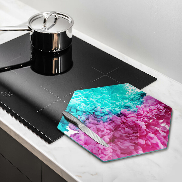 Tábua de cortar de vidro Fumaça rosa-turquesa