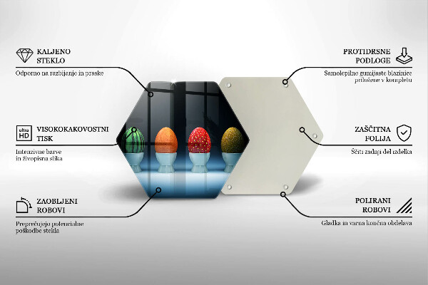 Tábua de corte de vidro Ovos de frutas abstratas