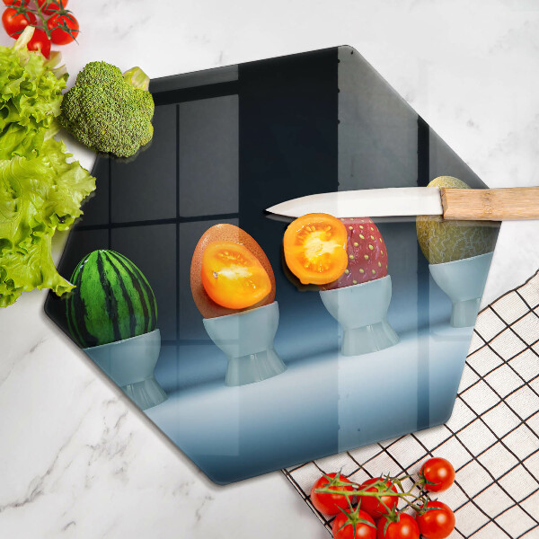 Tábua de corte de vidro Ovos de frutas abstratas