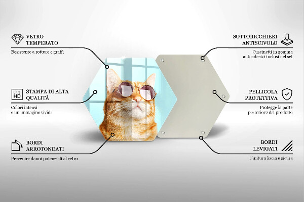 Tábua para corte Um gato ruivo com óculos