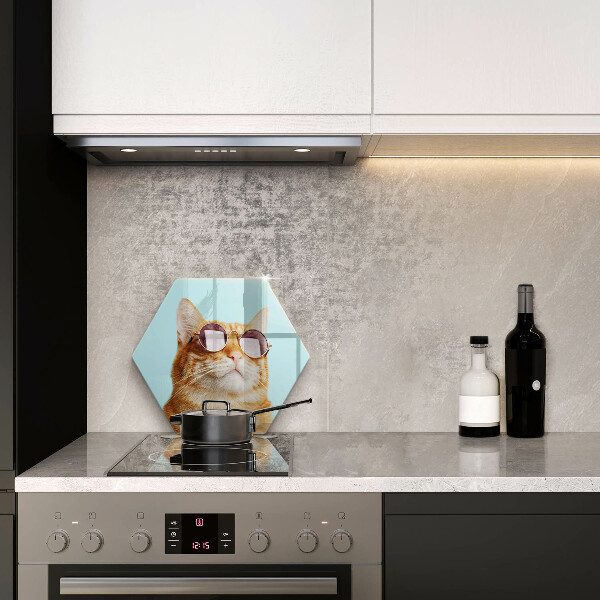 Tábua para corte Um gato ruivo com óculos