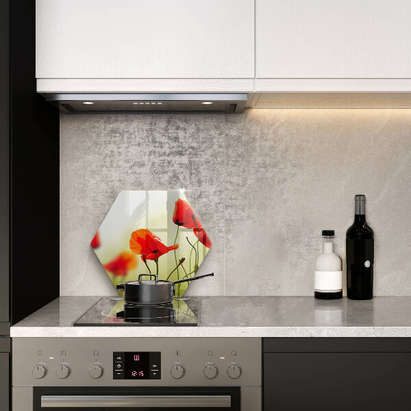 Tábua de corte de vidro Flores de papoula vermelha